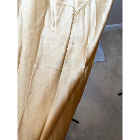 The Sei Asymmetrical Ruched Draped One Shoulder Silk Gold Maxi Dress Size 4 - Picture 6 of 9